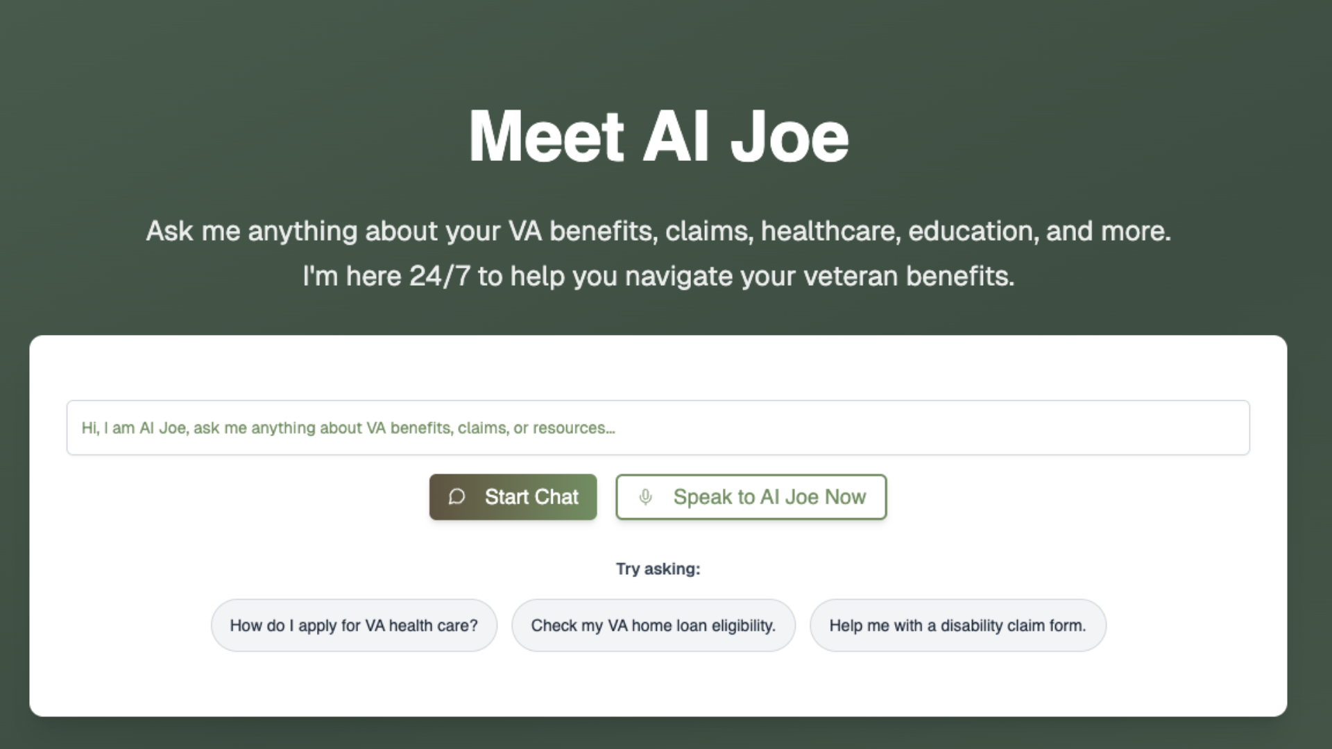 Meet AI Joe: The AI-Powered Veteran Specialist Available 24/7